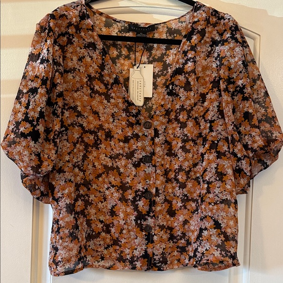 Sanctuary Floral Button-Up Blouse - Black and Orange - Picture 1 of 4